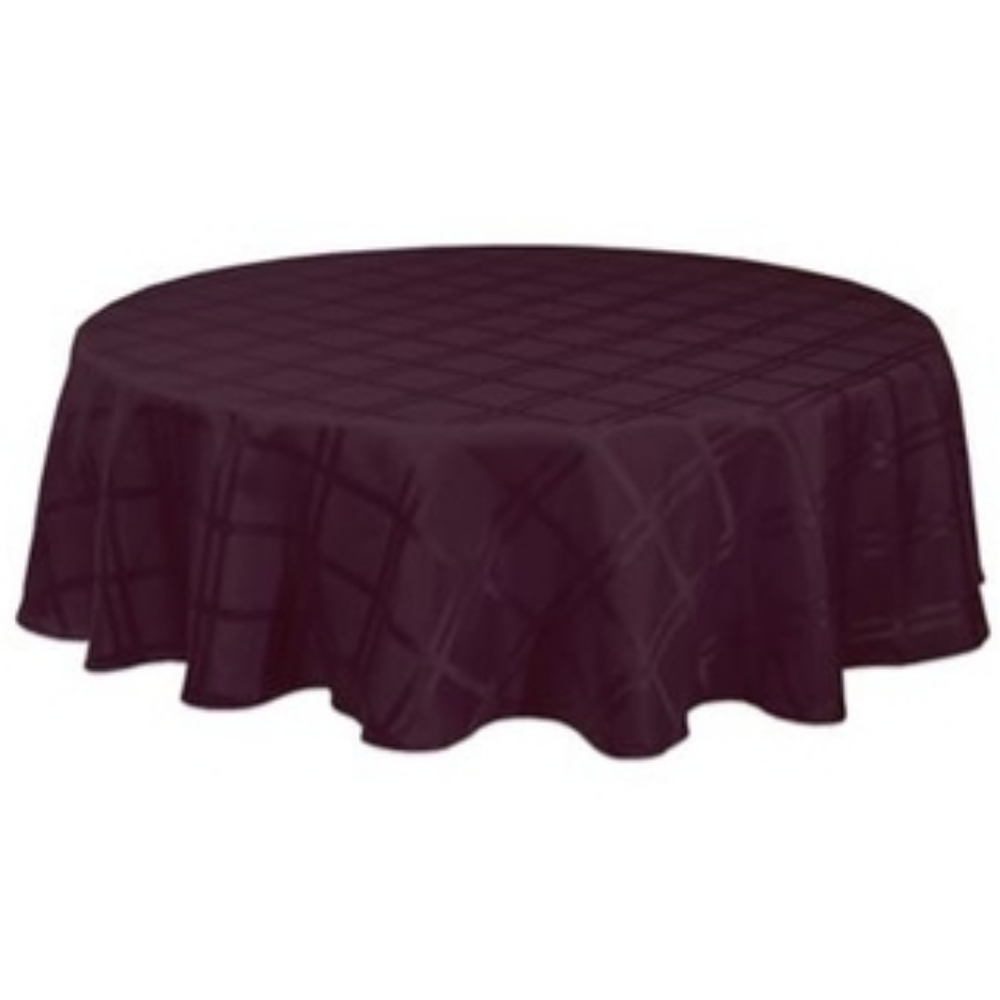 Origins - microfiber 90in round eggplant colored tablecloth - new